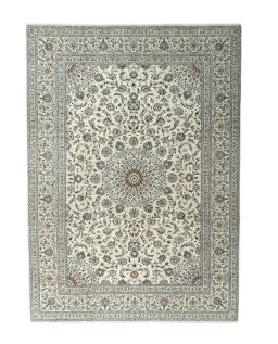 Full view of 2000s Kashan rug from Iran / Persia, 348 × 251 cm in Beige tones
