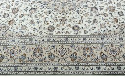 Full view of 2000s Kashan rug from Iran / Persia, 344 × 243 cm in Beige tones