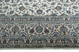 Full view of 2000s Kashan rug from Iran / Persia, 402 × 300 cm in Beige tones