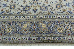 Full view of 2000s Kashan rug from Iran / Persia, 324 × 220 cm in Gray tones