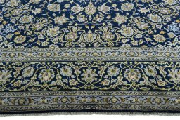 Full view of 2000s Kashan rug from Iran / Persia, 401 × 303 cm in Blue tones