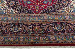 Full view of 2000s Kashan rug from Iran / Persia, 335 × 225 cm in Red tones