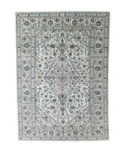 Full view of 2000s Kashan rug from Iran / Persia, 351 × 250 cm in Beige tones