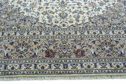 Full view of 2000s Kashan rug from Iran / Persia, 395 × 295 cm in Beige tones