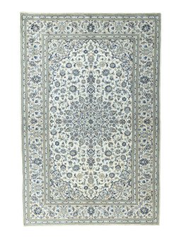 Full view of 2000s Kashan rug from Iran / Persia, 303 × 202 cm in Beige tones