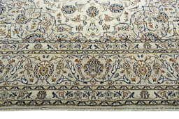 Full view of 2000s Kashan rug from Iran / Persia, 358 × 248 cm in Beige tones