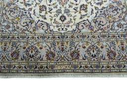 Full view of 2000s Kashan rug from Iran / Persia, 296 × 205 cm in Beige tones