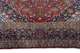 Full view of 2000s Kashan rug from Iran / Persia, 340 × 260 cm in Red tones