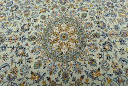 Central medallion detail of 2000s Kashan rug from Iran / Persia