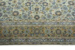 Full view of 2000s Kashan rug from Iran / Persia, 400 × 314 cm in Green tones