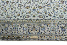 Full view of 2000s Kashan rug from Iran / Persia, 408 × 304 cm in Green tones