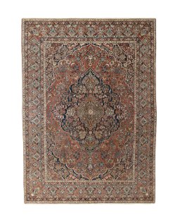 Full view of 1930s Kashan rug from Iran / Persia, 371 × 272 cm in Red tones