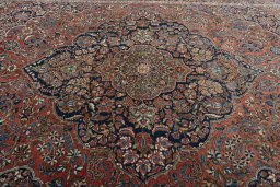 Central medallion detail of 1930s Kashan rug from Iran / Persia