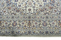 Full view of 2000s Kashan rug from Iran / Persia, 349 × 255 cm in Beige tones