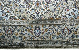 Full view of 2000s Kashan rug from Iran / Persia, 346 × 244 cm in Beige tones