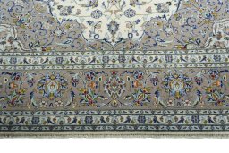Full view of 2000s Kashan rug from Iran / Persia, 345 × 253 cm in Beige tones
