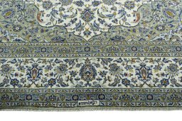 Full view of 2000s Kashan rug from Iran / Persia, 400 × 295 cm in Beige tones