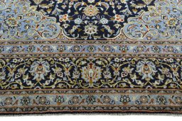 Full view of 2000s Kashan rug from Iran / Persia, 367 × 250 cm in Blue tones
