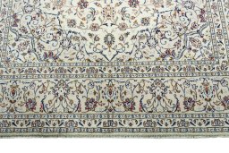 Full view of 2000s Kashan rug from Iran / Persia, 307 × 200 cm in Beige tones
