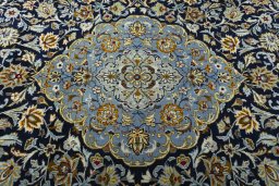 Central medallion detail of 2000s Kashan rug from Iran / Persia