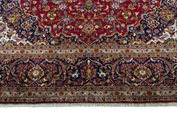 Full view of 2000s Kashan rug from Iran / Persia, 400 × 300 cm in Red tones