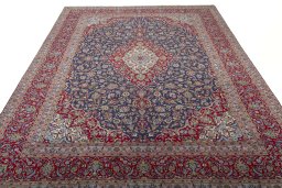 Surface texture of 2000s Kashan rug with natural Cork and intricate pattern
