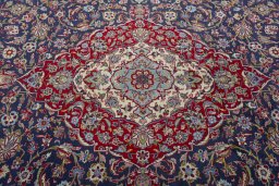 Central medallion detail of 2000s Kashan rug from Iran / Persia