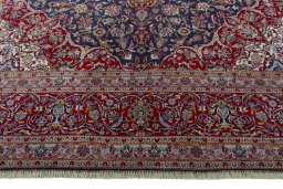 Full view of 2000s Kashan rug from Iran / Persia, 400 × 300 cm in Blue tones