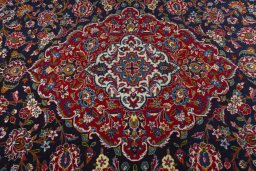 Central medallion detail of 2000s Kashan rug from Iran / Persia