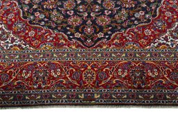 Full view of 2000s Kashan rug from Iran / Persia, 416 × 306 cm in Blue tones