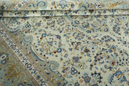 Close-up detail of 2000s Kashan rug from Iran / Persia showing Cork weave