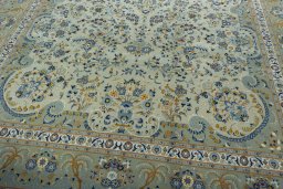 Close-up detail of 2000s Kashan rug from Iran / Persia showing Cork weave