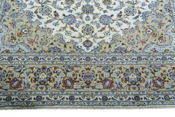 Full view of 2000s Kashan rug from Iran / Persia, 347 × 252 cm in Beige tones