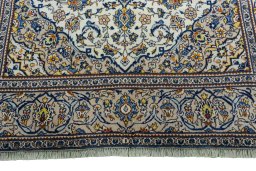 Full view of 2000s Kashan rug from Iran / Persia, 294 × 198 cm in Beige tones