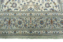 Full view of 2000s Kashan rug from Iran / Persia, 311 × 196 cm in Beige tones