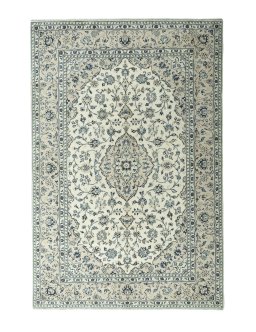 Full view of 2000s Kashan rug from Iran / Persia, 294 × 196 cm in Beige tones