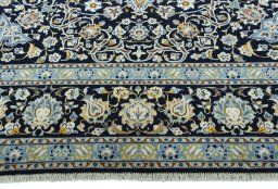 Full view of 2000s Kashan rug from Iran / Persia, 380 × 265 cm in Blue tones