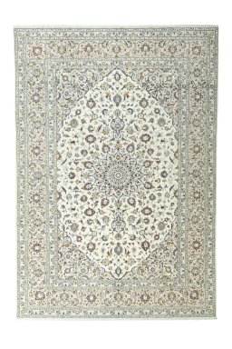 Full view of 2000s Kashan rug from Iran / Persia, 355 × 245 cm in Beige tones