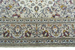 Full view of 2000s Kashan rug from Iran / Persia, 317 × 200 cm in Beige tones