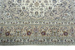 Full view of 2000s Kashan rug from Iran / Persia, 351 × 240 cm in Beige tones