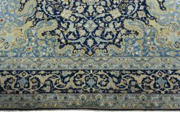 Full view of 2000s Kashan rug from Iran / Persia, 355 × 265 cm in Beige tones