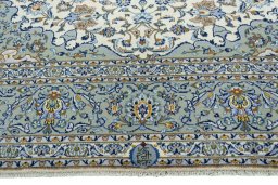 Full view of 2000s Kashan rug from Iran / Persia, 400 × 280 cm in Beige tones