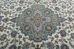 Central medallion detail of 2000s Kashan rug from Iran / Persia