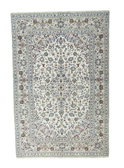 Full view of 2000s Kashan rug from Iran / Persia, 305 × 204 cm in Beige tones