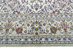 Full view of 2000s Kashan rug from Iran / Persia, 305 × 204 cm in Beige tones