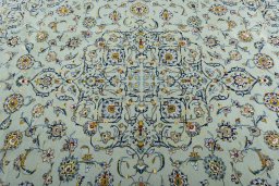 Central medallion detail of 1970s Kashan rug from Iran / Persia