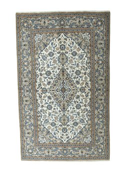 Full view of 2000s Kashan rug from Iran / Persia, 313 × 195 cm in Beige tones