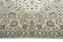 Full view of 2000s Kashan rug from Iran / Persia, 353 × 253 cm in Beige tones