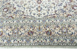 Full view of 2000s Kashan rug from Iran / Persia, 363 × 249 cm in Beige tones