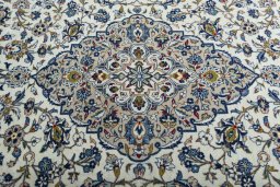 Central medallion detail of 2000s Kashan rug from Iran / Persia